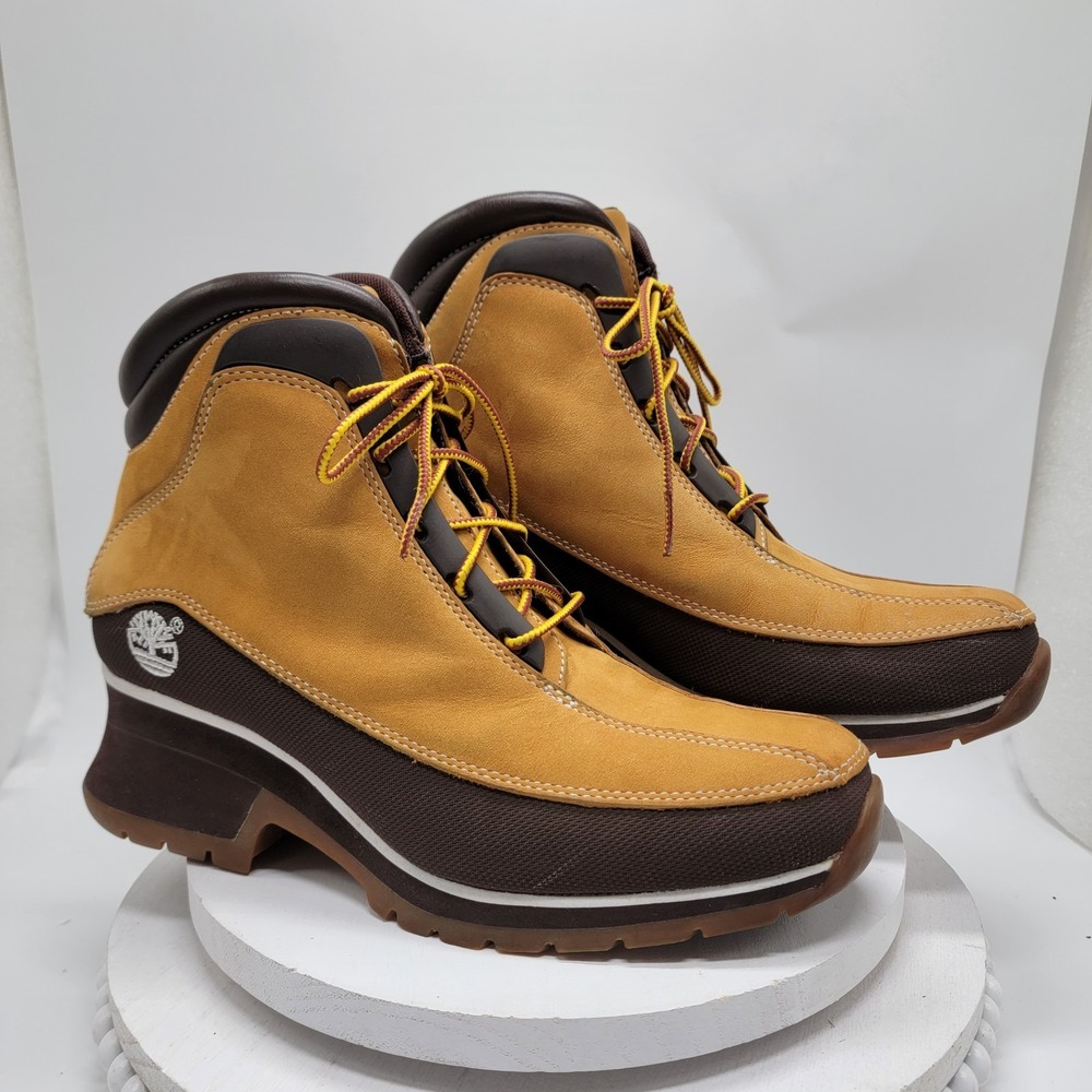 Timberland Boots Tan & Brown Ankle Leather Lace Up Hiking Shoes 7.5M 85370 0878